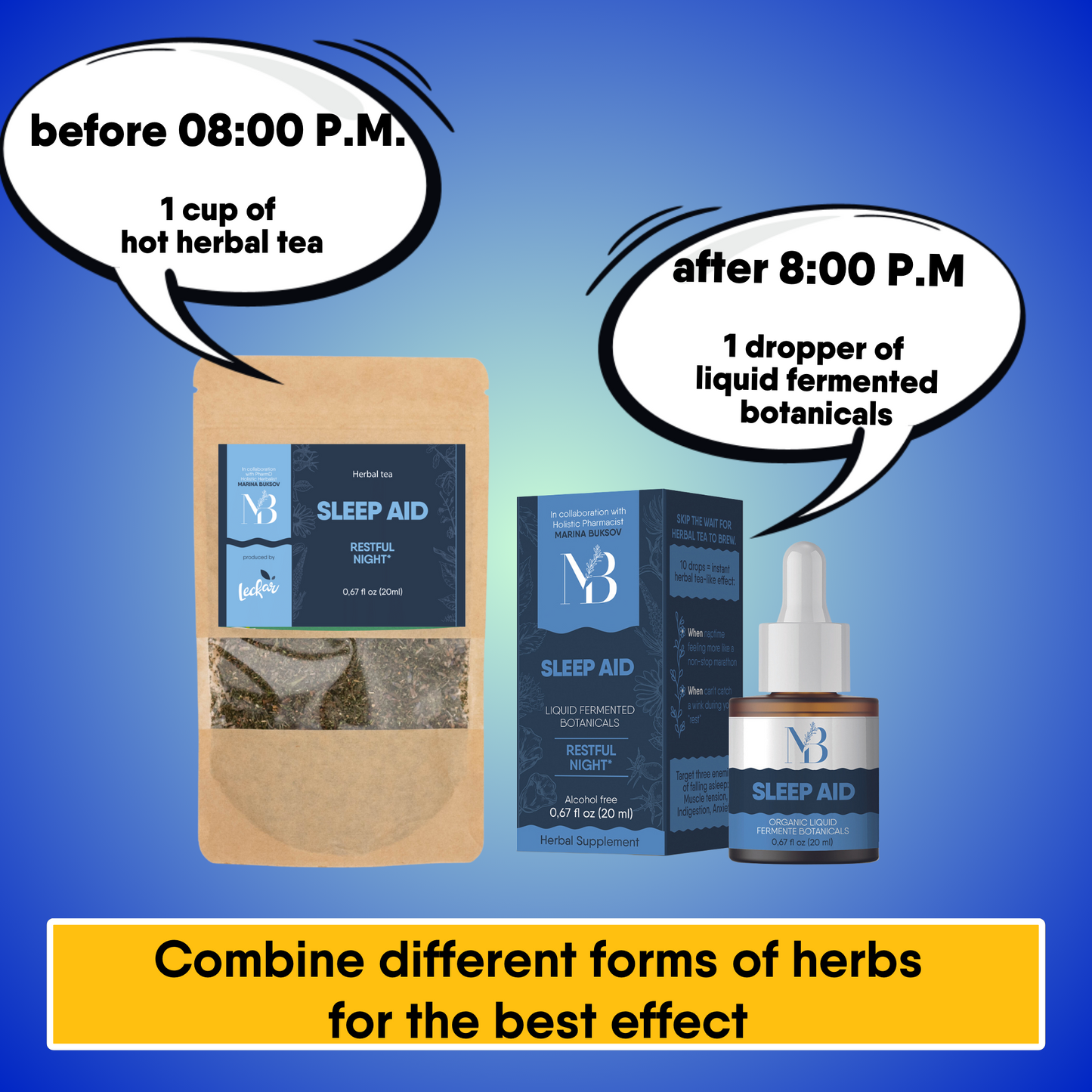 Sleep Aid Herbal supplement (60 dosage)/Herbal Tea (2 oz)