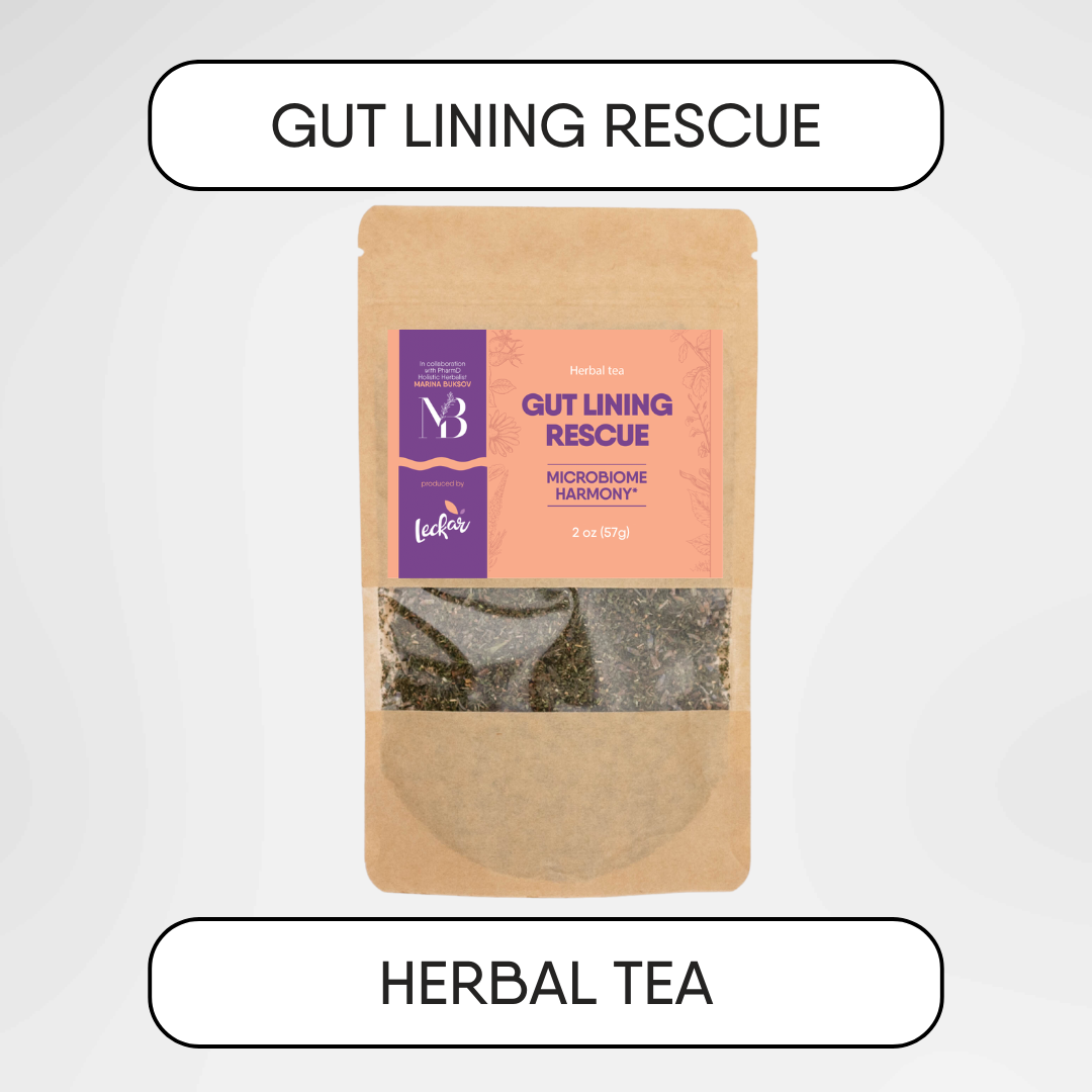 Gut Lining Rescue Herbal supplement (60 dosages)/Herbal tea (2 oz)