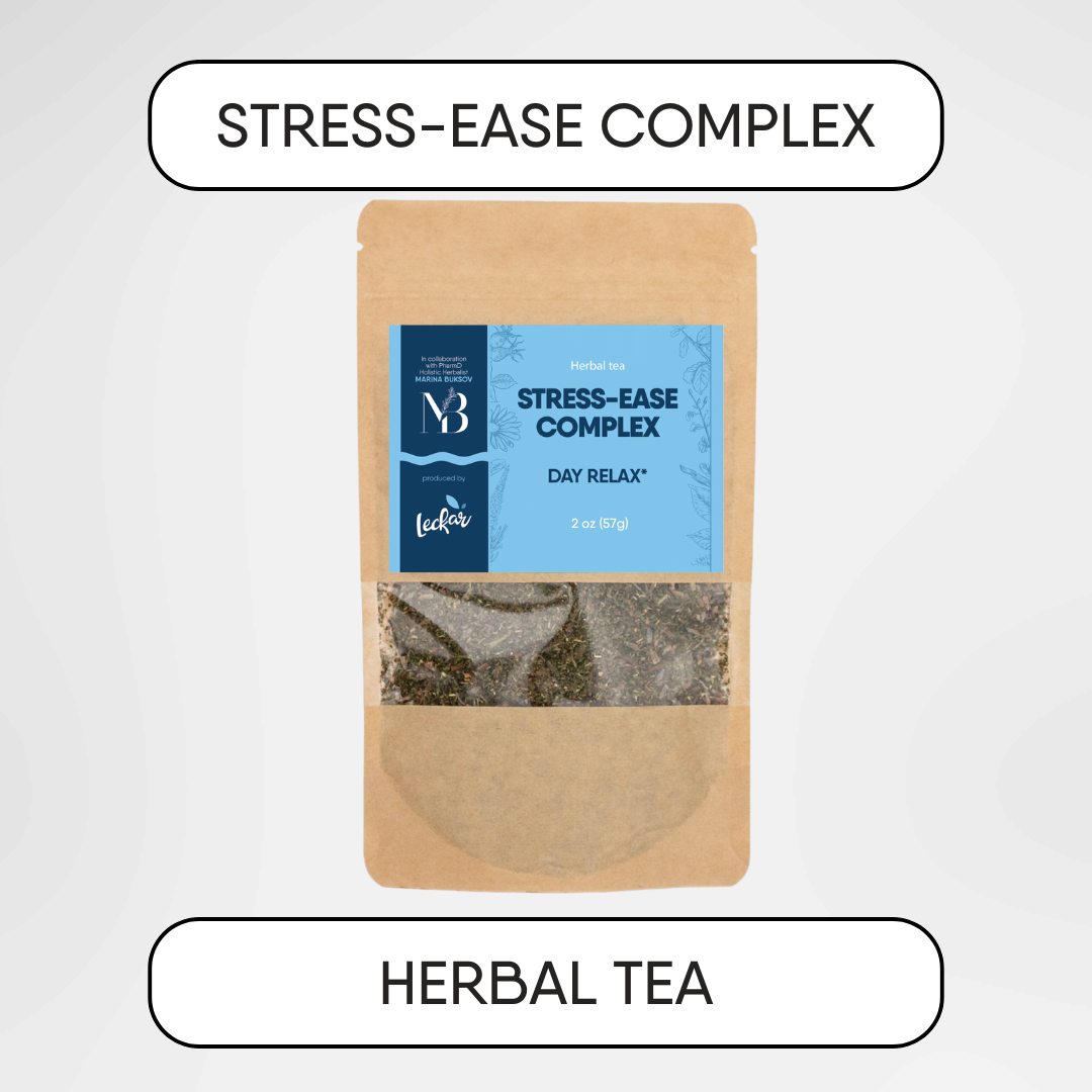 Stress-Ease Herbal Supplement (60 dosages)/Herbal Tea (2 oz)