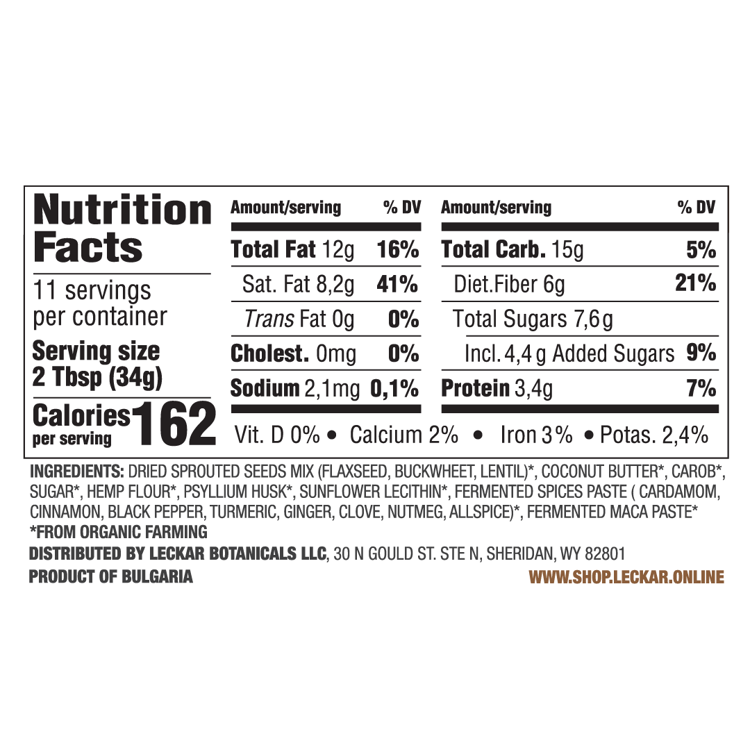 Leckar High Fiber Butter Happy Brain (reduced sugar)