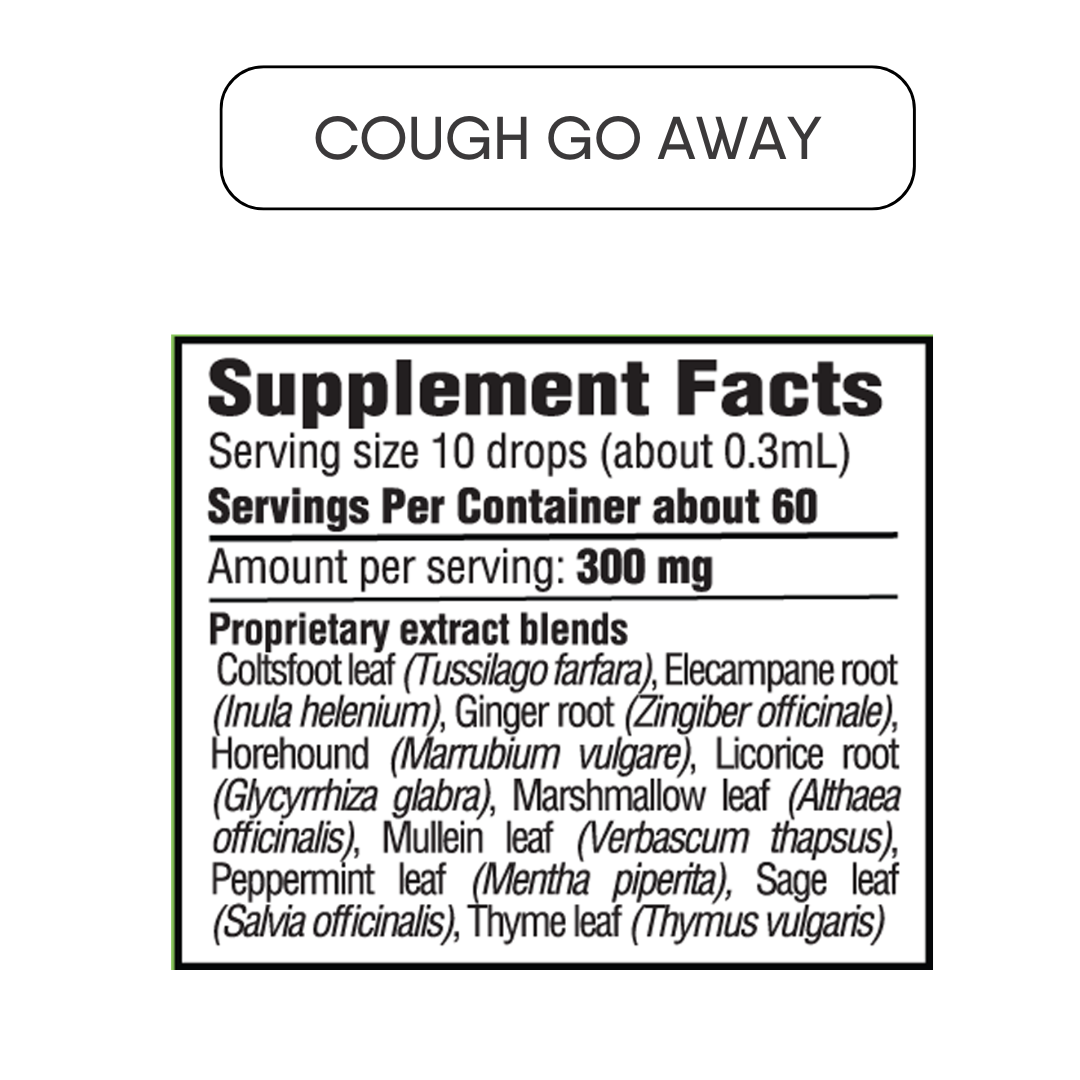 Cough go away Herbal supplement (60 dosages)/Herbal Tea (2 oz)