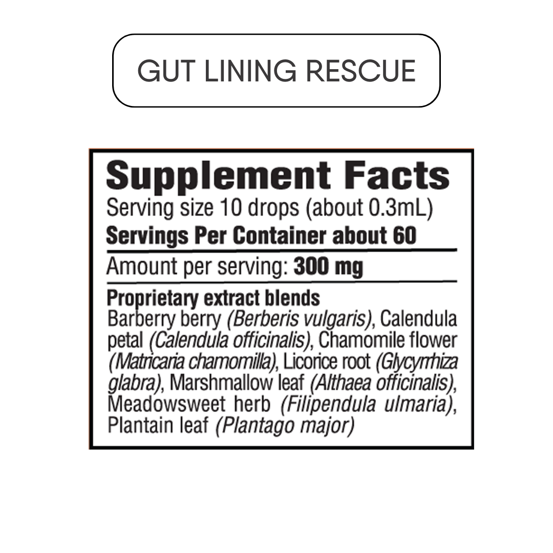 Gut Lining Rescue Herbal supplement (60 dosages)/Herbal tea (2 oz)